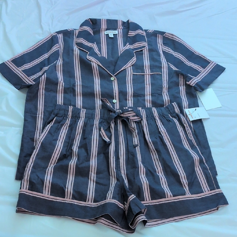 Striped Pajama Set with Pink and Blue